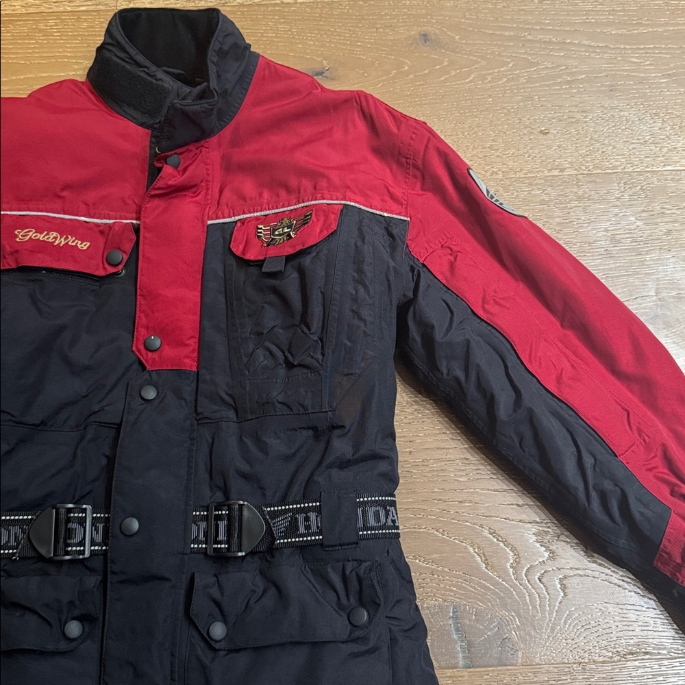Honda Goldwing Motorcycle Jacket Red Black Belted Touring Coat Size S - Picture 6 of 14